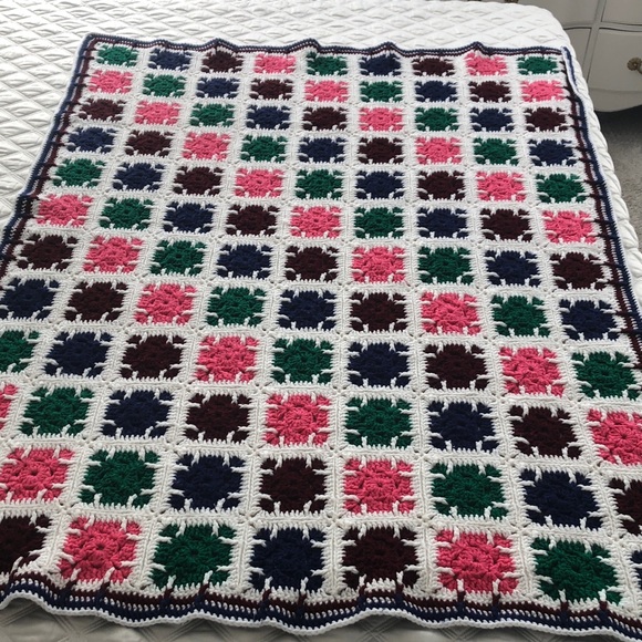 Handmade Other - Granny Square Crocheted Afghan Baby Throw Blanket Please Read
